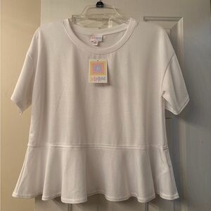 LuLaRoe white peplum top